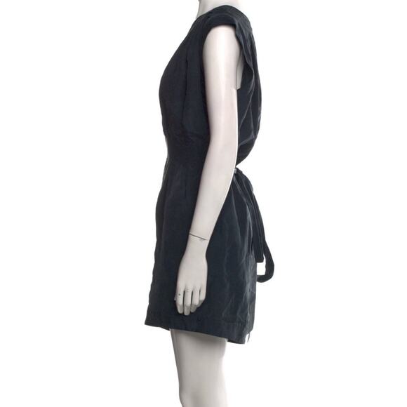Helmut Lang 100% Silk V-Neck Romper with Tie Deep Blue Gray Size 8 - Picture 2 of 9